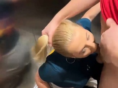 Busty MILF suck cock and get pounded hard in elevator live a