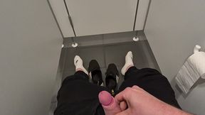 Jerking off in a public toilet with Adidas NMD and white Adidas socks ;)