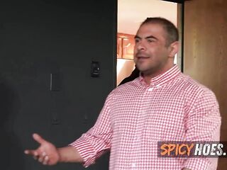 Abode Decorators Anal Bang Golden-haired Wife in Front of Her Cuck Spouse