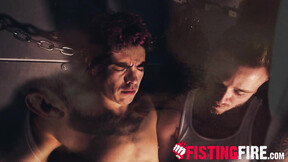 Bound jock Cazden Hunter takes rimming & spanking from two powerful tops