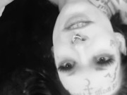 Tattooed ts gives blowjob