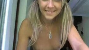 Beautiful smile and tiny tits from hot blonde cutie