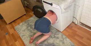 Stepmom Stuck in Washing Machine and Stepson Inserts Huge Cock Into Her Pussy: S1e12