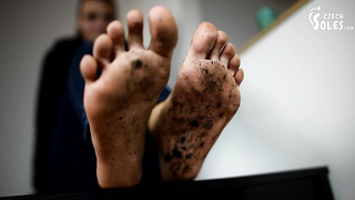 Grubby soles from shoeless ambling (POINT OF VIEW filthy soles, sloppy naked soles, sole queen, killer feet toes)