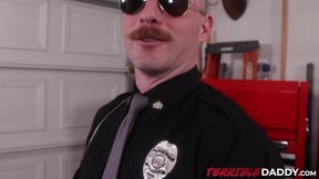 Horny officer Jack Reed shows off his stroking technique
