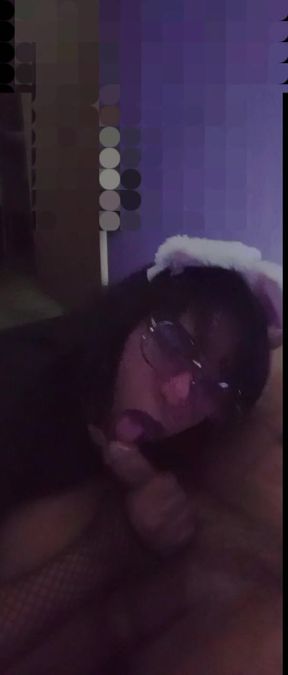 Shemale sucks cock at night to her