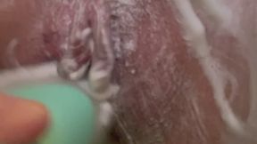 Shaving pussy extreme close up asmr foam