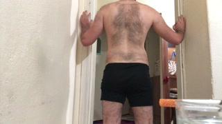 Hard perfect hairy body solo guy I ejaculate by fucking my hand