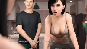 Stepsisters are surprised to see their stepbrother's dick
