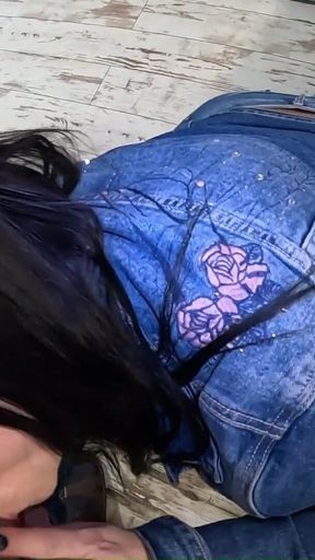 Hardcore Tease & Double Cum on My Ripped Jeans and Open Denim Jacket