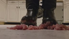 Princess crush food with her louboutins boots