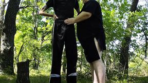 Mother-in-law gives a public blowjob in the park