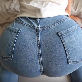 Slutty girl in ripped jeans with a big ass takes a fat dick in her tight pussy