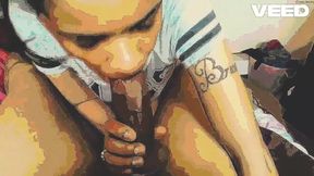 BBC gets a deepthroat blow job in cartoon cum shot