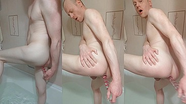LanaTuls - Russian Anal Slut and Whore. ManCunt Anal Masturbation and Fucking with Glass Dildo