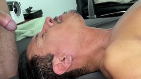 Nonstop hard throat pounding, drooling like a whore until I flood him.
