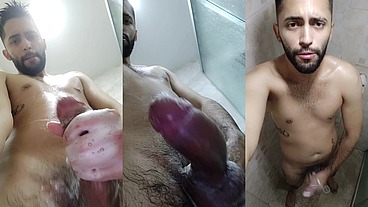 Wet soapy verbal jerking off in the shower