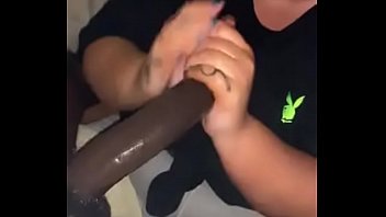 white bitch gagging on some black dick