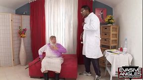 EVASIVE ANGLES Gndma Goes Black Scene 4. He agreed to have intercial hardcore sex with old client Sa, after getting an erection as he takes off her b and begins massaging