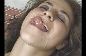 Kinky slut eats cum