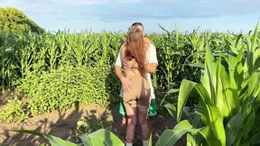 Cute multi-orgasmic beauty gets hard and rough fucked in public cornfield