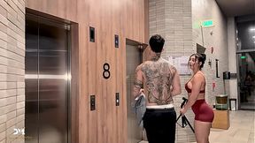 Skinny Latina gives horny blowjob and rides hefty cock at the gym