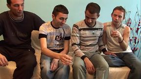 A group of guys in pairs fucking and sucking their best friends dicks