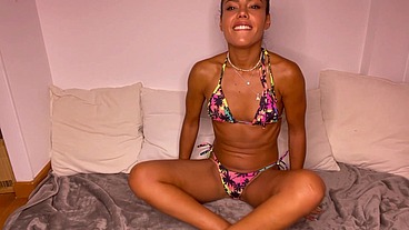 NAUGHTY LATINA SQUIRTING on the bed after DILDO FUCKING - Apolonia Lapiedra