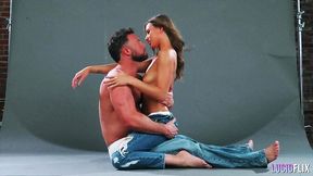 Editorial babe takes on two big cocks