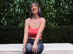 Casting babe shows girl how to masturbate with toys