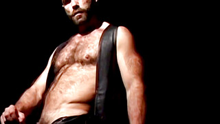 Hairy daddy Ray Dragon plays with his big throbbing cock solo