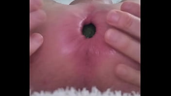 Double selffuck with plug avocado orange and eggplant insertion