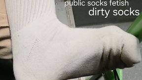Public socks fetish, foot fetish, foot massage, smelling socks, white socks, dirty socks fetish with Miss GospodaricaEmma and Her sub Wolfy01