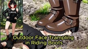Face Trampling in Riding Boots - Nataly Uses Your Face As a Doormat in the Forest