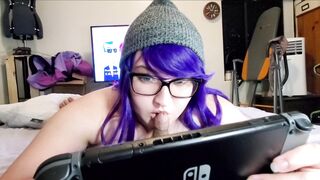 Free use slut loves keeping a cock warm in her mouth playing video games.