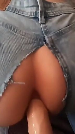 Dildo Doggy Riding My Huge Dildo Filled My Tight Asshole with Cum