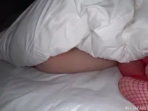 sexy Aoi Yurika in Red Lingerie Tempts Men into Steamy Threesome Action