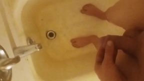 Pacing Naked and Barefoot Peeing on My Foots, in a Bathtub