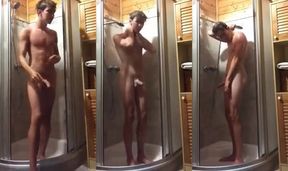 Guy blond hot shower solo gay porn