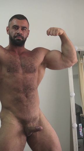 Big muscular jock flexing and jerking cock for cumshot - Anthony beau   Clip 1
