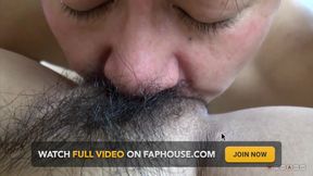 Keiko has her tiny Asian slit stretched, licked and pounded