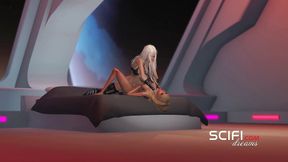 Sci-Fi pleasure. Hot 3d shemale having a good time with a lesbian