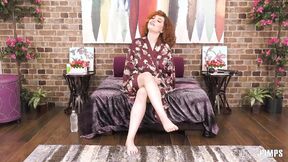Big Boobed ginger Annabel Redd rides a dildo & uses a vibrator