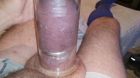 Pumping with metal cockring at my cock