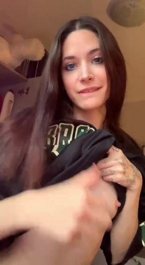 Hottie teenage fan shows off her big tits on OnlyFans