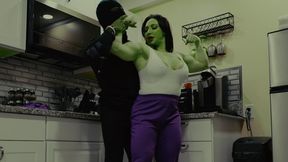 She Hulk Brandi Mae Dominates intruder for sneaking in