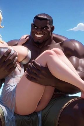 Old Granny Humiliated Licking Young Woman Feet - Sitting on Muscular Black Bull Lap