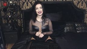 Gothic Brunette Stays Clothed to Show Off Giant Dildo