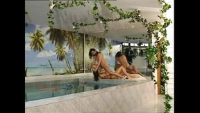 Steamy poolside seduction with passionate lovers