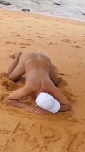 Ladysilva compilation on naked beach showing off her tanned ass with sexy mark
